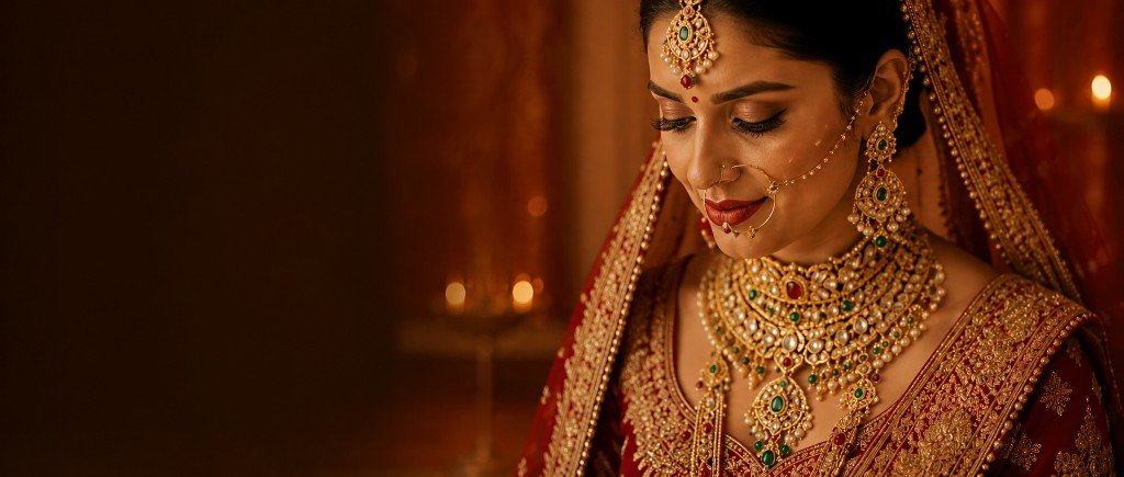 Indian bride in traditional bridal jewellery